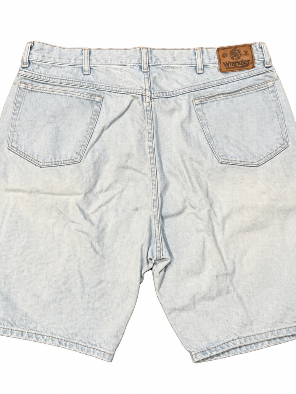 Vintage Wrangler Denim Shorts Jorts Mens 40 Bleach Wash High Waist 10” Inseam